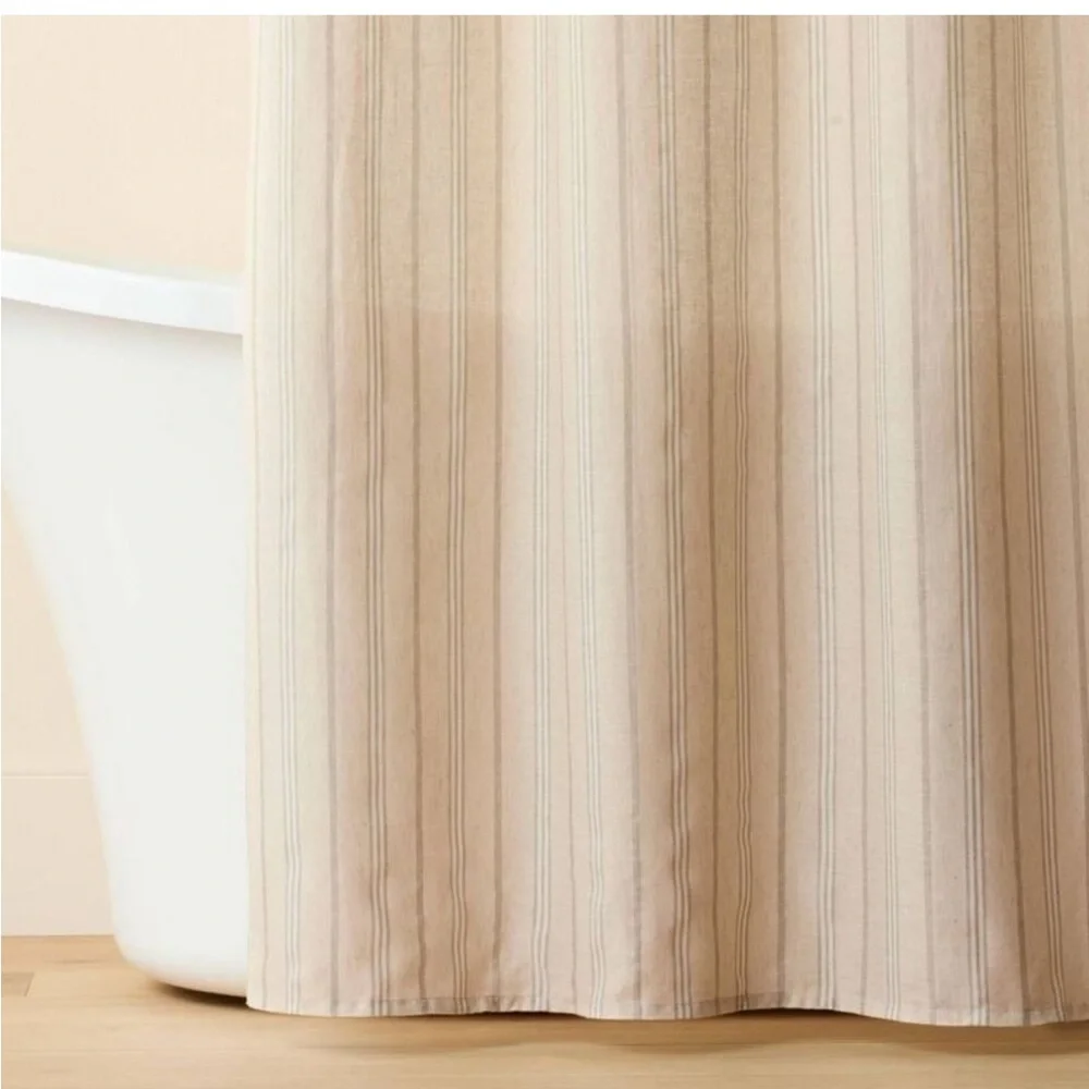 Hearth & Hand with Magnolia Cream/sage green Vertical Stripe Shower Curtain